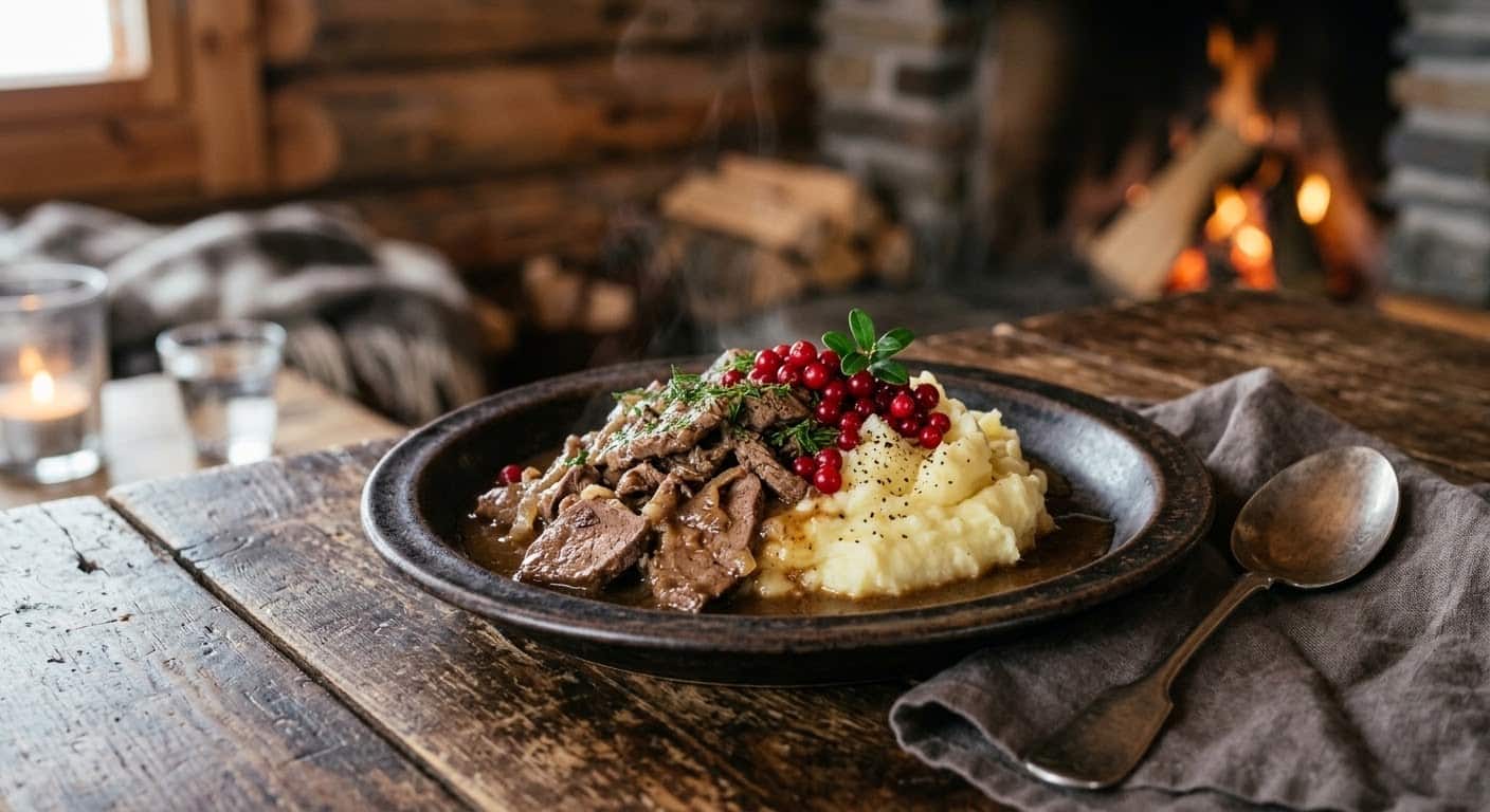 Stufato tipico finlandese con carne di renna